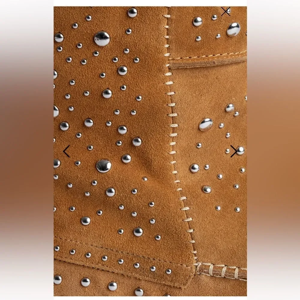 $1198 Zadig & Voltaire Santa Dream Studs Suede High Boots New